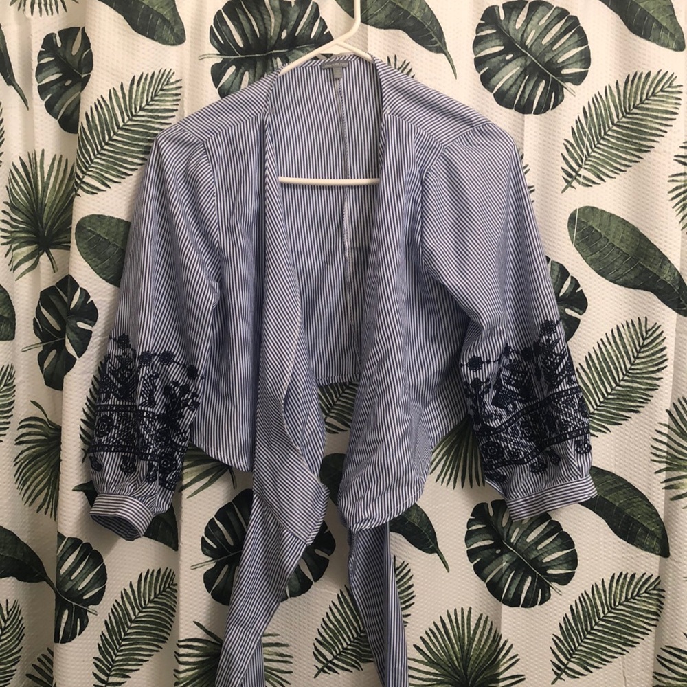 Boho cropped tie-around blouse🦋